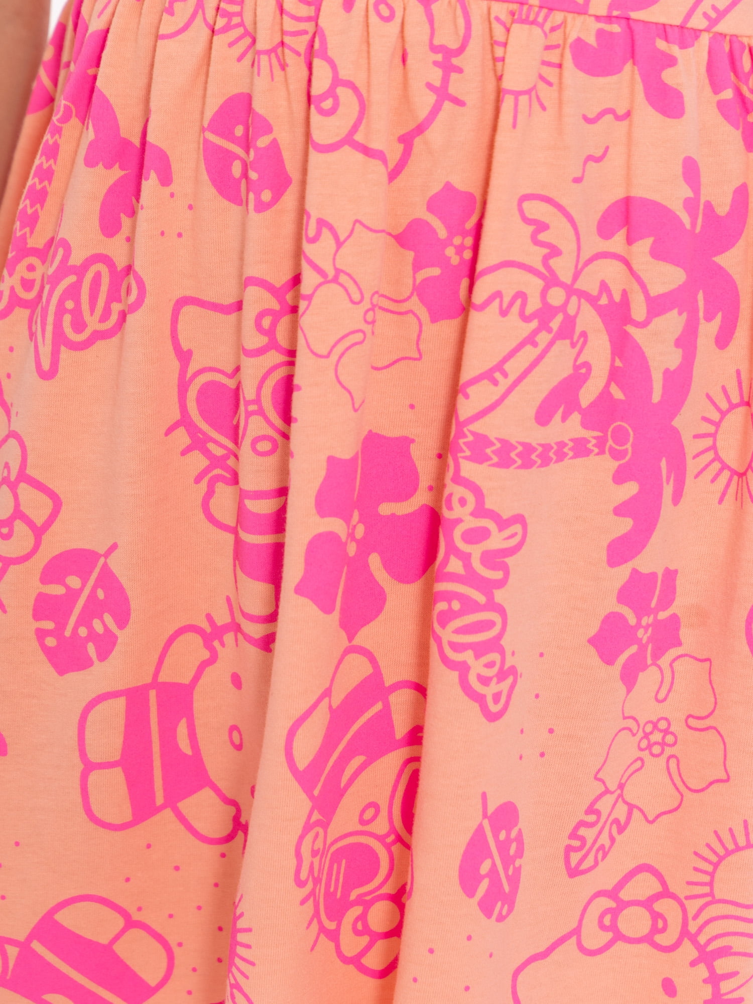 Hello Kitty and Friends Girls Allover Print Dress with Short Sleeves, Sizes 4-12