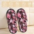 thumbnail image 2 of Bixox Men's Women's Rose Flowers Patterned Plush House Slippers, Memory Foam Slippers, Indoor and Outdoor Warm Plush Bedroom Shoes, Soft Flat Sole, Comfortable and Non-slip, 2 of 5