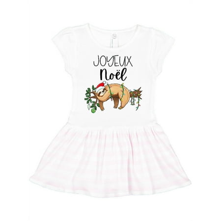 

Inktastic Joyeux Noël- Christmas Sloth Gift Toddler Girl Dress