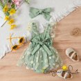 thumbnail image 3 of B930G-Baby Girl 2Pcs Trajes De Verano , Volantes Manga Margarita Impresión Mameluco Vestido De Malla Con Conjunto De Diadema, 3 of 4