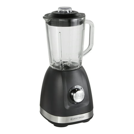 West Bend Multi-Function Blender, 48 oz Glass Jar, with Travel Cup, in Black