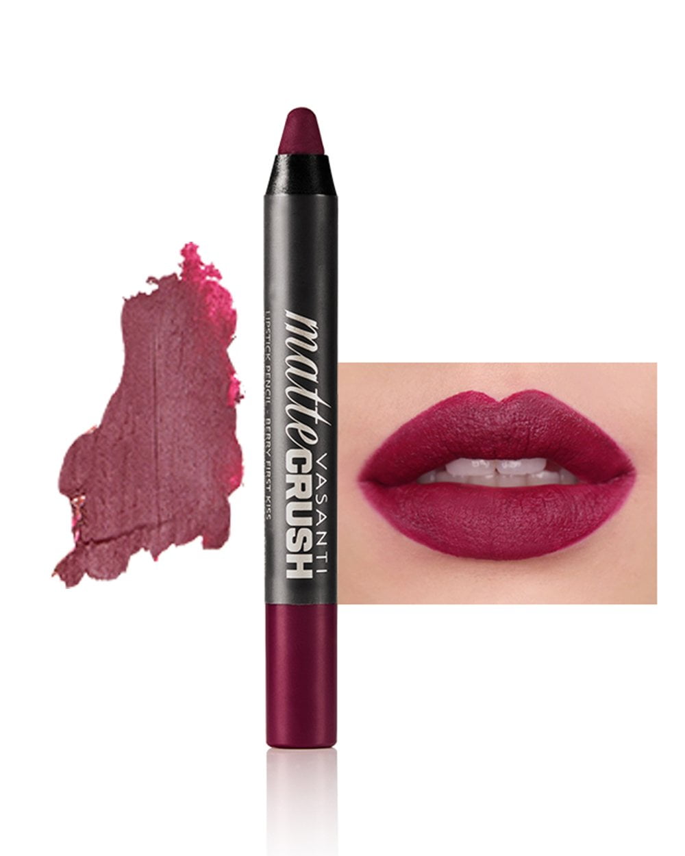 Vasanti Matte Crush Lipstick Pencil (Berry First Kiss) Soft Velvety ...