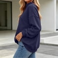 thumbnail image 5 of vdgthytj Crewneck Sweatshirts Women Long Sleeve Pleated Solid Basic Pullover Loose Comfy Fall Athleisure Tops(X-Large,Navy), 5 of 6