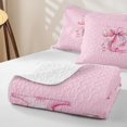 thumbnail image 4 of Manfei Pink Watercolor Bow Letter L Bed Spread Queen for Girls, Cute Initial Bows Queen Coverlet Set, 4 of 7