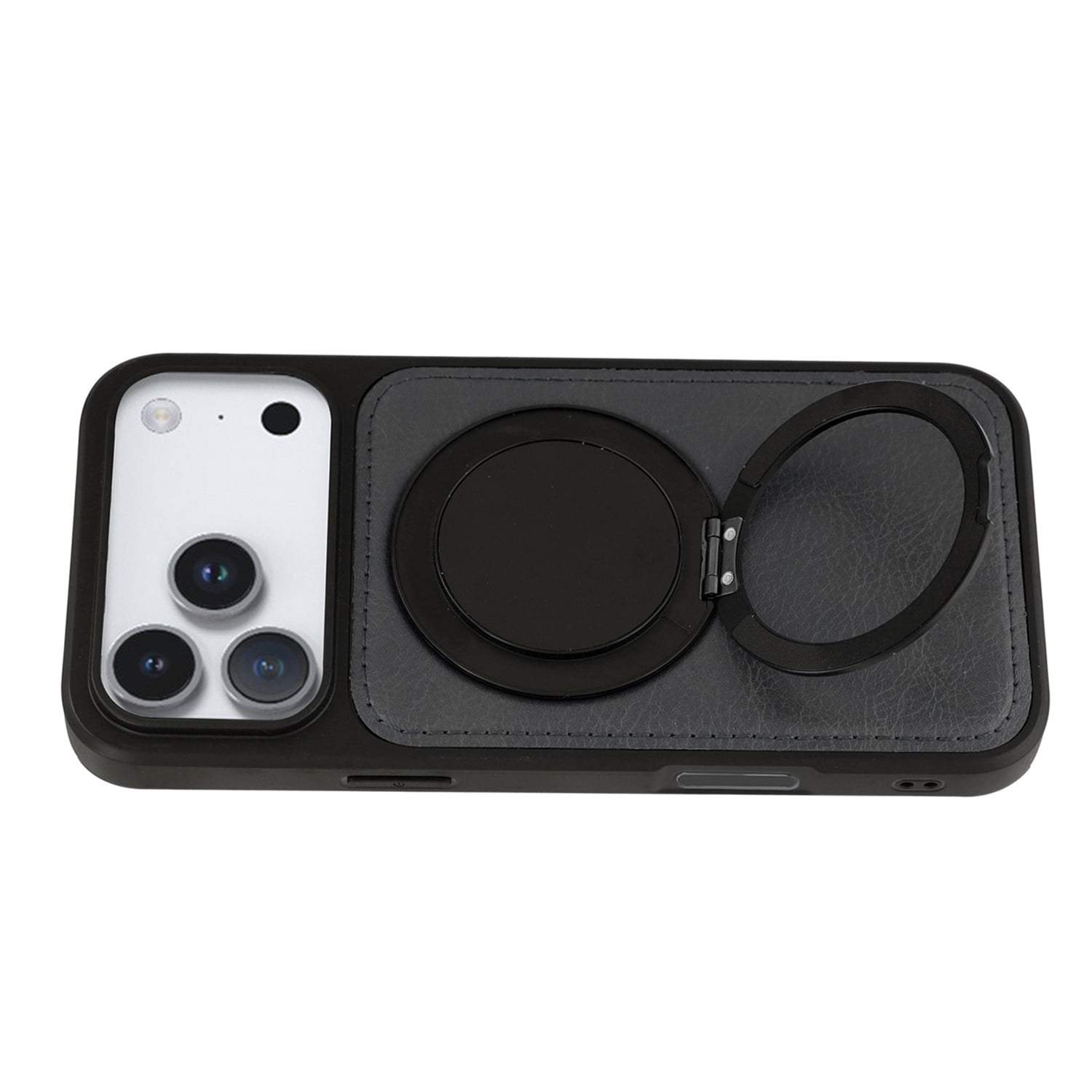 Slim Leather Case with Wireless Charging Kickstand for iPhone 17 Pro Max - Black