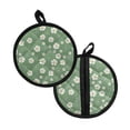 thumbnail image 2 of ZIATUBLES 2 PCS Pot Holders Heat Resistant Trivet Mat with Pockets Non-Slip Quilted Cotton-Like Liner Trivet Mat Washable Pan Mat 8 Inch Round Kitchen Counter Decor, Daisy Green, 2 of 7