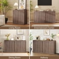 thumbnail image 2 of SELOOYE Sideboard Buffet Cabinet, Fluted Sideboard with Adjustable Shelves, Modern Credenza Storage Cabinet with Pop-up Doors, Wood Buffet Cabinets with Storage for Kitchen Entryway Living Room, 2 of 7