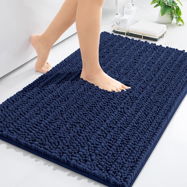 Alfombra de baño Arotive Luxury Chenille extra suave de 90 x 60 cm, color azul marino