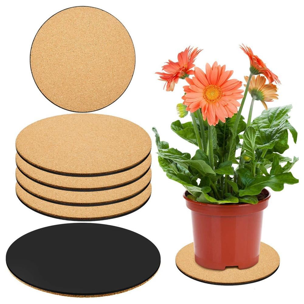 4 inch, 6 inch, 8 inch 10 Pieces Cork Plant Plastic Mat Round Absorbent Cork Mat Round Plate Pad Table Plant Cork Board Pads for Gardening Indoor Outdoor Pots DIY Craft Project 