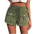 thumbnail image 2 of OKBOP Womens Shorts Plus Size Green Elastic Waist Active Fit Pocket Wide-Leg Activewear Shorts, 2 of 8
