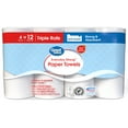 Great Value Everyday Strong Paper Towels, Split Sheets, 4 Triple Rolls