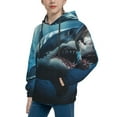 thumbnail image 2 of Fotbe 3D Realistic Shark Pattern Youth Pullover Hooded Sweatshirt, Boys Hoodie, Kangaroo Pocket Hoodie for Kids Girls -Small, 2 of 6