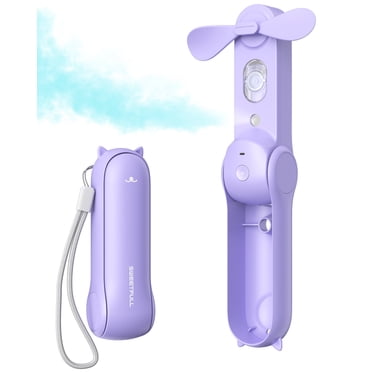 SWEETFULL Misting Fan Portable, Safe Soft Blades Small Cooling Fan with Spray Mist Function, Quiet Portable Fan Rechargeable for Travel, Outdoor, Home, Office, Camping, Beach, Summer Essentials
