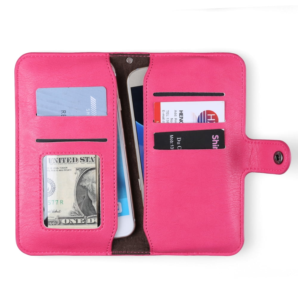 Durable And Slim Vegan Leather Flip Wallet Phone Case For Apple iPhone XS / XR / X With Classic Design And Dedicated Card And ID Slots (Magenta)