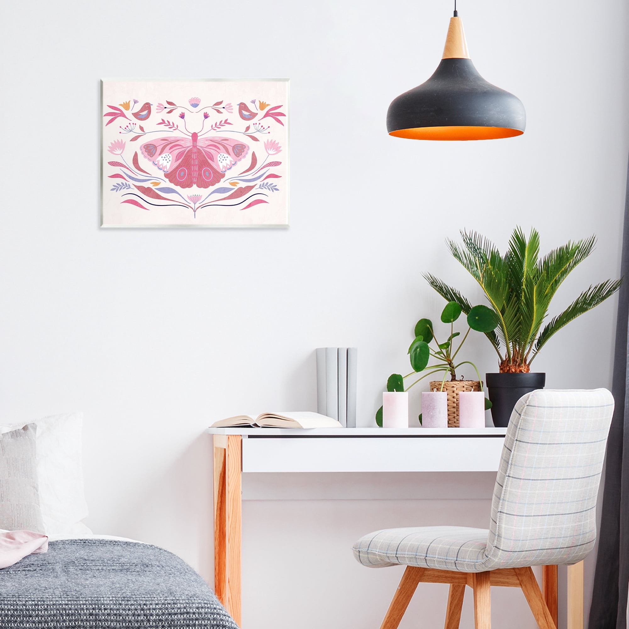 Stupell Industries Pink Boho Butterfly Wall Plaque Art, design by Kim Allen