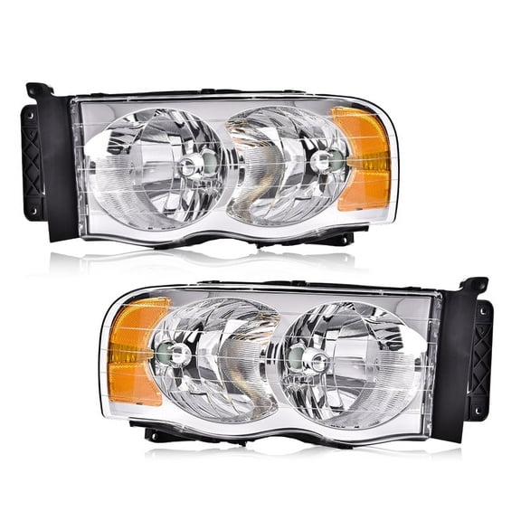 PIT66 Chrome Housing Amber Corner Headlights Fit For 2002-05 Dodge Ram 1500 2500 3500