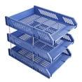 thumbnail image 2 of A4 Letter Tray Office Contracts Documents Mail Filing Papers Desktop Storage Files Organiser Holder 3 Layer Supplies Blue, 2 of 8