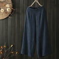 thumbnail image 2 of AOMPMSDX Women'S Pants Women Cotton Linen Casual Wide Leg Elastic Waist Palazzo Culottes Trousers Pants Navy Daily Trousers XXL, 2 of 7