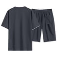 thumbnail image 3 of Men's 2 Piece Outfits Set Summer Comfy Crewneck Oversized Short Sleeve Shirts Shorts Casual Clothing Dark Gray L, 3 of 3