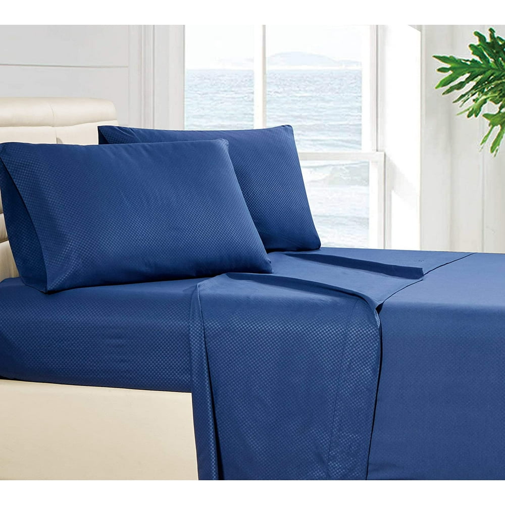 King Sheets set, 4 Piece Checkered Bed Sheets set (Fitted sheet, King