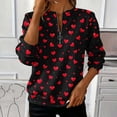 thumbnail image 2 of Yangnuo Womens Trendy Casual Valentine's Day Printed Half-Zip Blouses Tops Women's Loose Round-neck Sweatshirt, 2 of 5