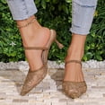thumbnail image 6 of Miluxas Embroidered Mesh Slingback Heels for Women Kitten Heel Pumps Pointed Toe Backless Wedding Shoes Khaki 5.5(36), 6 of 9