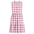 thumbnail image 5 of Qiopertar Women's Summer V-Neck Beach Dress Sleeveless Button-Up Long Dress Casual Boho Floral Print Maxi Dress with Pockets, Pink L, 5 of 7