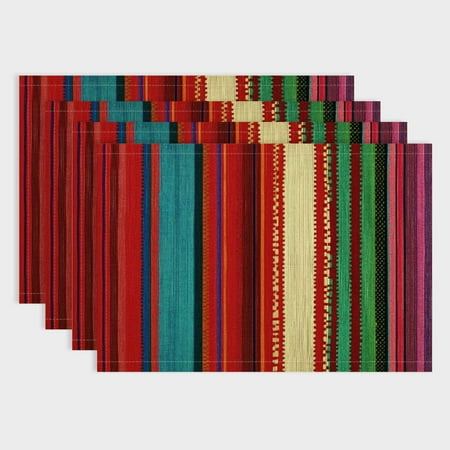 

Shiartex Stripes Party Table Placemat Set of 4 Linen Cloth Mats for Birthday Christmas Restaurants Buffets - Home Decoration 18x12in