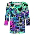 thumbnail image 4 of T-Shirt Imprimé Mode pour Femme Aqestyerly à Manches 3/4 avec Col Rond et Manches Courtes, 4 of 5