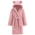 thumbnail image 5 of Women's Flannel Heart Print Hooded Bathrobe,Plush Belted Long Robe with Cozy Fleece Fabric for Autumn Winter Season, Cold Weather Comfort, Home Spa,Self-Care Moments and Sweet Cute Loungewear Pink M, 5 of 5