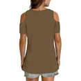 thumbnail image 4 of Uaswgudfs Women's Cold shoulder V-Neck Summer Tee – Loose-Fit Short Sleeve Casual Top with Cute Basic Design, 4 of 7