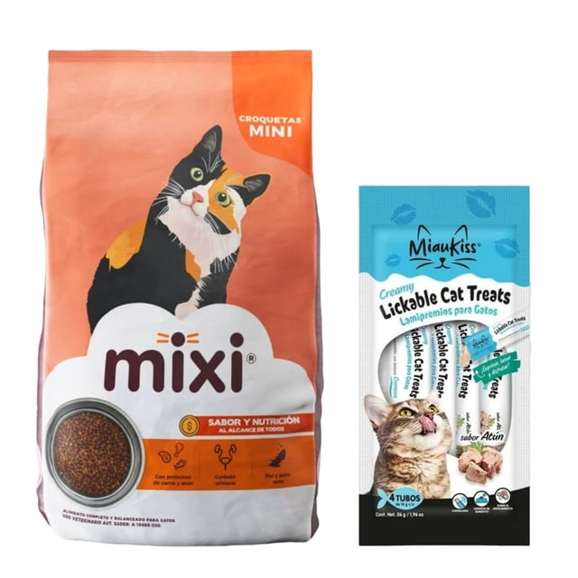 Mixi 9 Kg + MIAUKISS LICKABLE ATUN 4 PACK 56GR