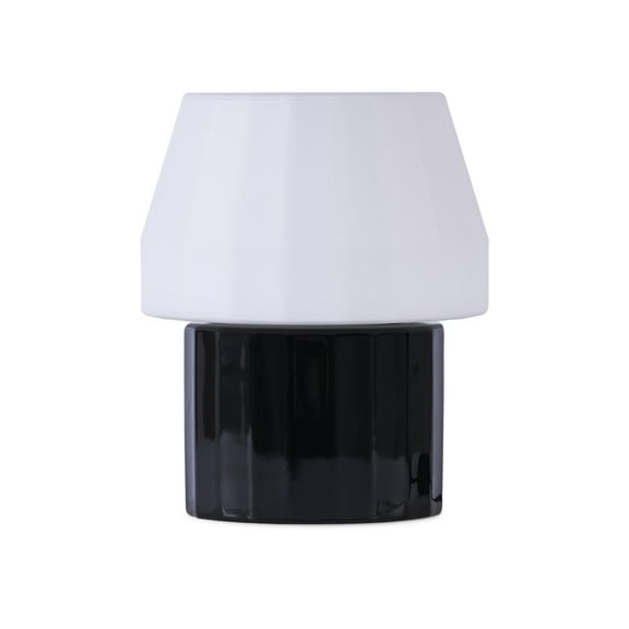 Brightech Duke 9" Ceramic LED Desk Lamp With Glossy Black Base and White Shade