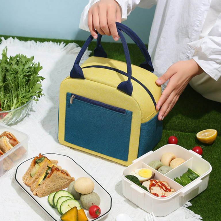 Lunch Bag Insulated Box Lightweight Durable For Outdoor Picnic Hiking Camping Yellow Green Com