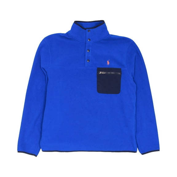 Polo Ralph Lauren Mens Mock Neck Pullover Fleece Jacket (Small, Royal Blue)