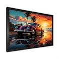 thumbnail image 2 of Designart "Sunset Drive Orange and Pink Classic Car on Beach I" Transportation Framed Wall Art Decor - Modern Red Car Old American Living Room Framed Canvas Art, 2 of 6