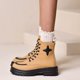 thumbnail image 3 of NECHOLOGY Botas Mujer Adulto Femenino Zapatos Botines de mujer Zapatos de mujer Botas de punta redonda Tacón medio Tacón grueso Cremallera lateral Bota corta (Yellow, 8), 3 of 5