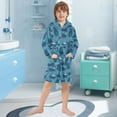 thumbnail image 5 of FORMRS Niños Bathrobe Unisex Hooded Robe Soft Plush Pajamas Sleepwear, Size 2-3T, Blue Forest Cat Pattern, 5 of 7