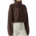 thumbnail image 2 of Women's Fleece Cropped Jacket with Drawstring Hem Killed Tea Coffee L, 2 of 8