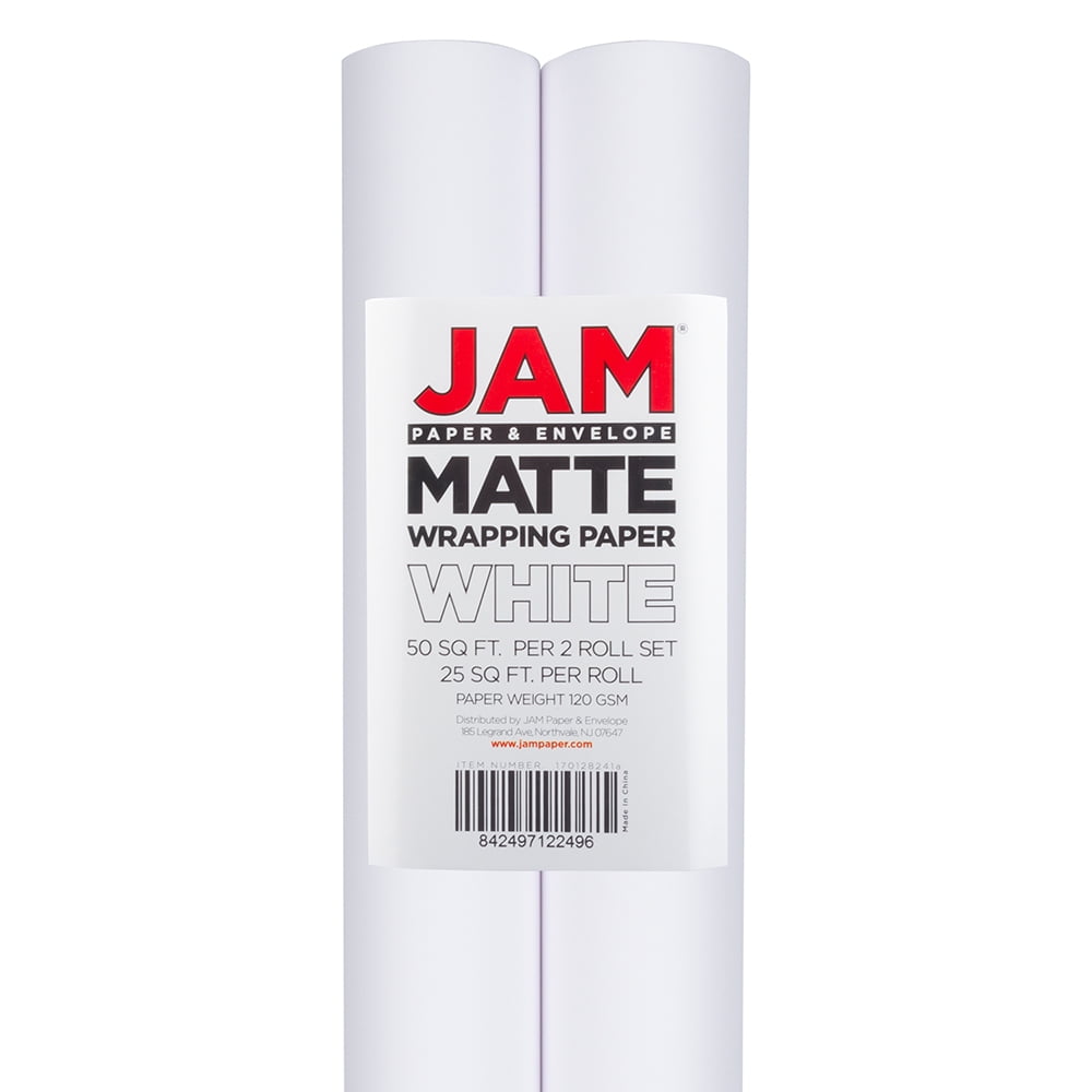 Matte Wrapping Matte White JAM Paper® Solid Color Wrapping Paper 25 Sq Ft 