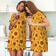 thumbnail image 4 of Easygdp Vintage Leopard Print Sunflower Camisón de manga corta para mujer, informal, estampado, 4 of 6