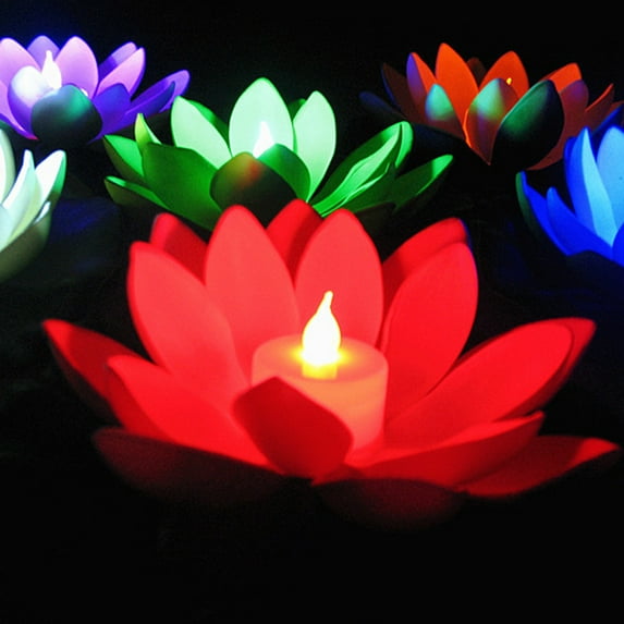 Visland LED Waterproof Floating Lotus Light Battery Operated Color-Changing Floating Flower Light Pool Floating Light for Pond Water Fountain Hottub Wedding Decor