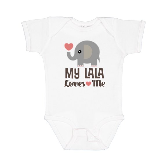 Inktastic My Lala Loves Me Grandkids Elephant Boys or Girls Baby Bodysuit