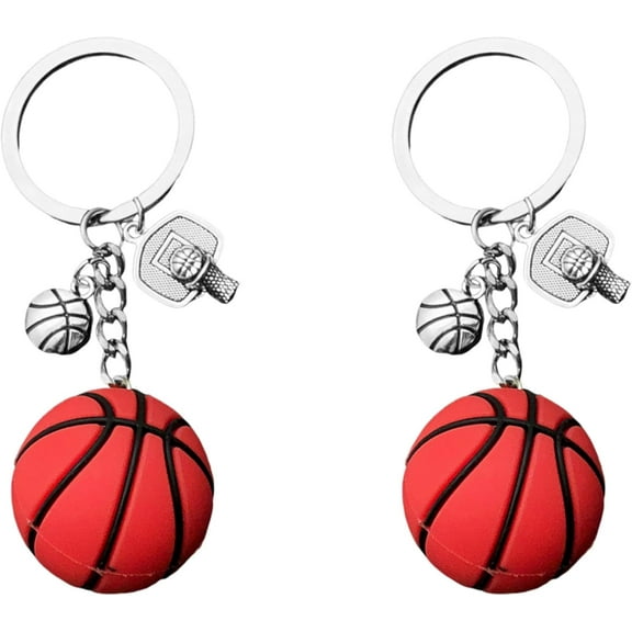 2PCS Basketball Keychain Car Key Chain Bag Charm Basketball Accessories Small Gifts Sport Charms Cute Stuff