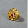 thumbnail image 4 of Womens Gold Ring with Ruby Inlaid Multi-Layer Irregular Texture Brass Plated 18K Real Gold Electroplating Ring for Her Fashion Jewelry Gift, 4 of 7