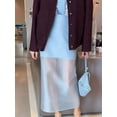 thumbnail image 4 of Women'S Sheer High Waist Skirt Fashion Chic Casual Office Midi Pencil Skirt Elegant See Through Blue L, 4 of 9
