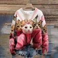 thumbnail image 2 of BUWTTED Christmas Sweaters for Women Cozy Cute Funny Cat Print Knit Pullover Sweater Winter Warm Tunic Oversized Loose Fit Long Sleeve Crew Neck Women Sweaters Pink L, 2 of 3