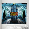 thumbnail image 1 of Outer Space Tapestry, Space Ship Station Base Control Room Technology Elements Features Image, Fabric Wall Hanging Decor for Bedroom Living Room Dorm, 5 Sizes, Blue Black Orange, by Ambesonne, 1 of 1