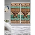 thumbnail image 3 of Western Texas Star Retro Living Room Curtains 2 Panel, Vintage Farmhouse Brown Teal Wooden Cafe Window Treatment, Extra Long Farmhouse Bedroom Bathroom Kitchen Curtains Drapes 104"x72", 3 of 6
