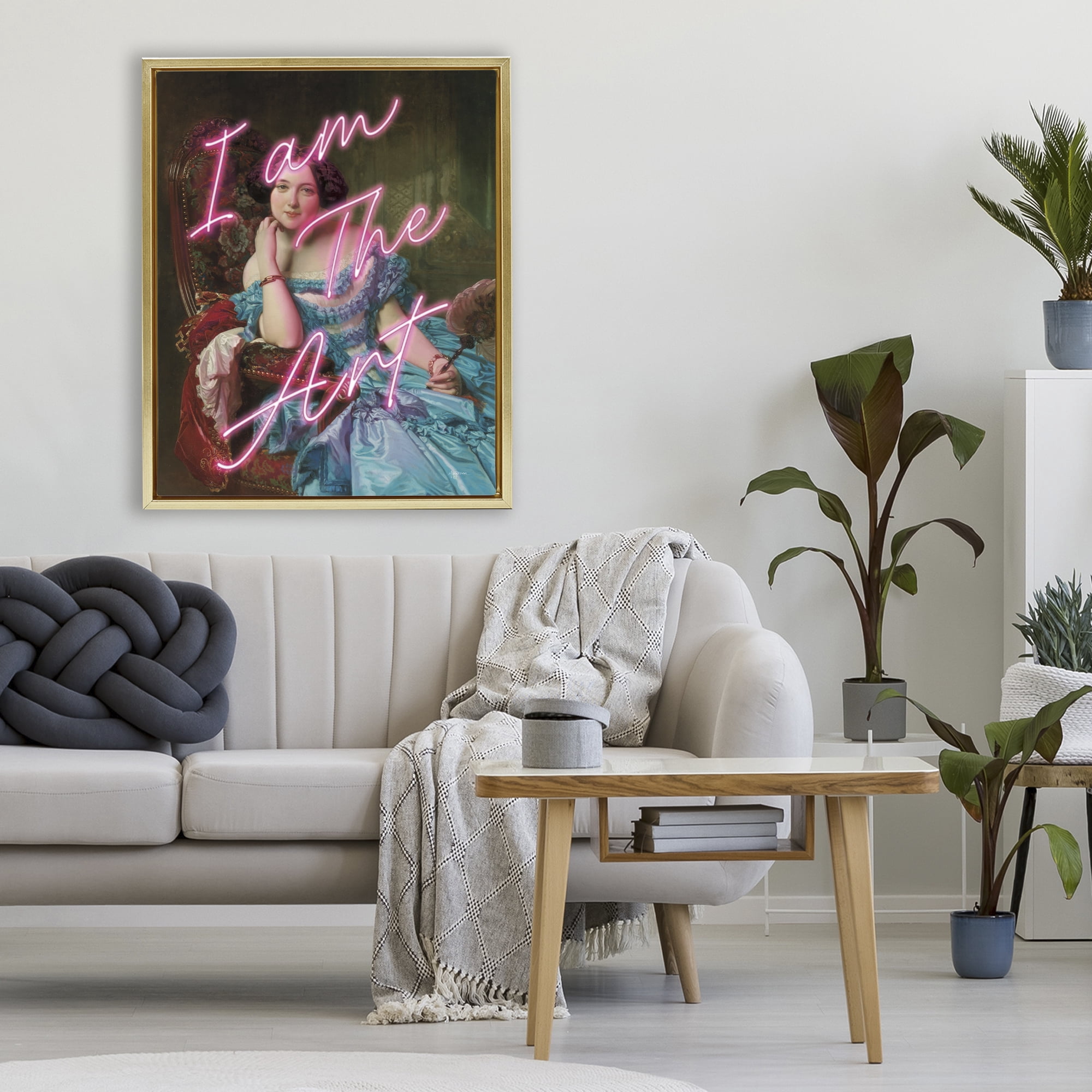 Stupell Industries I Am The Art Portrait Gold Framed Floater Canvas Wall Art, design by Mary Urban